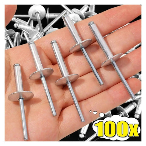 Large Flange Aluminum Blind Rivets Set For Quick Fixes Pop Rivet Kit 4.8mm Diameter displayed in hand showing various sizes.