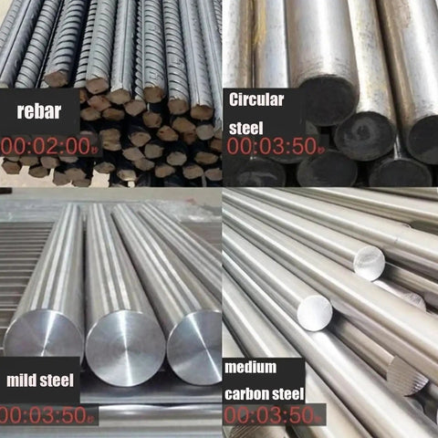 Various steel bar types including rebar, circular steel, mild steel, and medium carbon steel used with Beefy Portable Hydraulic Steel Bar Cutting Machine 220V 50Hz, Compact Rebar Cutter With Toolbox, Cuts 4 To 28mm Steel Bars, Efficient And Safe Operation For Construction Projects.