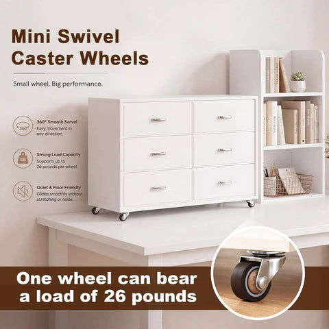Image of 12 Pack Brown Mini Swivel Caster Wheels Compact 0.5 Inch Diameter 360 Degree Rotating Turntable Glides for storage bins.