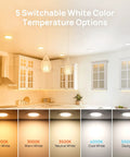 Ultra Thin 6 Inch LED Recessed Lighting 12 Pack Canless Retrofit Fixtures showcasing 5 switchable color temperatures in a kitchen