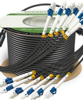 Heavy Duty Tank Built LC To LC Outdoor Armored Single Mode Fiber Optic Patch Cable With TPU Jacket on spool with connectors visible.