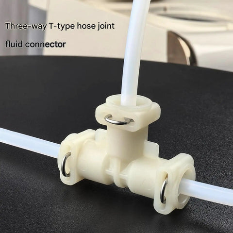 Thermoblock Connector Kit For Coffee Machine With Tube Seal Clamp Rings And Fluid Connection Replacement Parts Made From Plastic That Withstand High Temperature No Tools Needed For Quick Install Improves Current Transmission And Machine Efficiency, three-way T-type hose joint