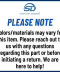 Plug-And-Play Ice Maker Assembly note on color and material variations.