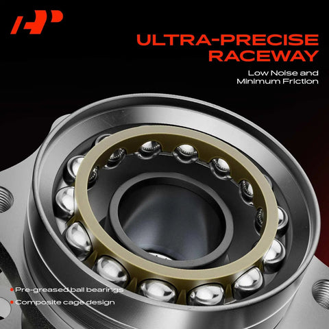 Front Wheel Bearing And Hub Assembly With Abs Ring And 5 Lug Bolt Pattern For Chevy Malibu Pontiac G6 Hhr Cobalt close-up view of raceway and ball bearings.