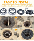 Front Load Washer Tub Bearings And Seal Kit With Large And Small Bearings Plus Tub Gasket, showing installation steps for washer repair.