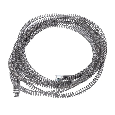 Heavy Duty 16 MM Drain Auger Cable For Drill Powered Plumbing Snake, gray spring coil for clearing stubborn clogs.