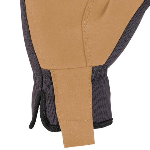 Men's High Dexterity Open Cuff Work Gloves Built For The Daily Hustle With Breathable 3D Mesh And Reinforced Palm For Solid Grip And Sweet All Day Comfort In Black Barley Large close-up of glove design showing open cuff and reinforced palm.