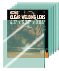 Real Deal Clear Welding Helmet Lenses Replacement Cover Universal Fit Heavy Duty Pack Of 20 displayed at different angles.