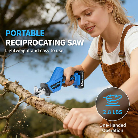 Cordless Reciprocating Saw Featuring Variable Speed Up To 3500 SPM For Smooth Tear Through Steel And Lumber Comes With Twin 2 Ah Batteries For Legit Heavy Duty Job Site Grind, lightweight design for one-handed operation.