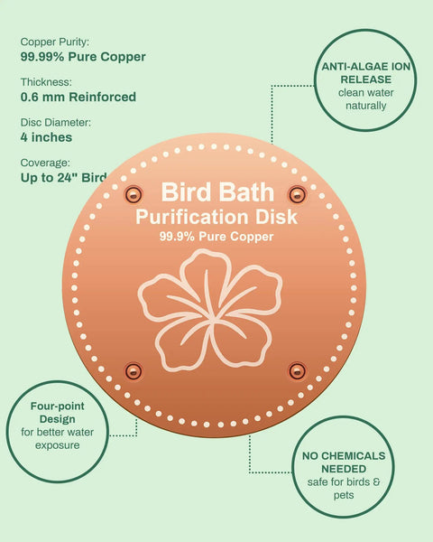Pure Copper Bird Bath Purification Disk For Outdoor Winter Solar Power Water Fountain No Chemicals No Rust Bird Health Boost