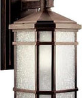 Cameron 14.25 Inch One Light Outdoor Wall Lantern With Etched Linen Glass Prairie Rock Finish Classic Vintage Lantern Vibe