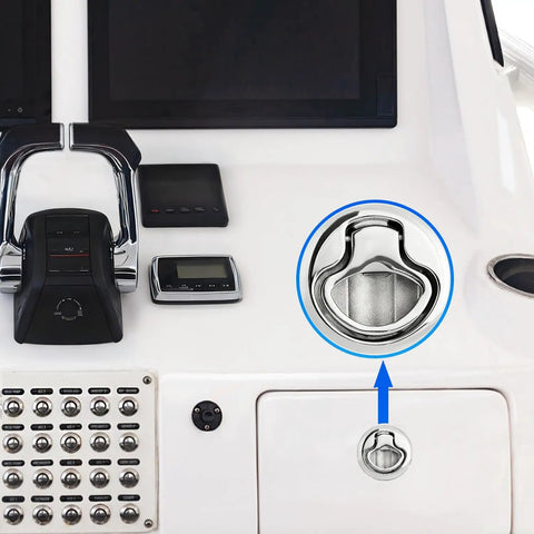Tough As Nails Marine Slam Latch Handles 316 Stainless Steel Flush Deck Hatch Locks For Boats And Rv Camper Doors With Slick Polish And Dang Easy Setup Pack Of Two, detailed view of flush deck hatch lock.