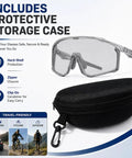 Kick Everyday Glare To The Curb With These Ultra Light Photochromic Polarized Safety Glasses Featuring Rapid Lens Tinting with hard-shell case.