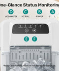 Control panel of Compact Countertop Ice Maker With Self Cleaning Design and Rapid Cube Batch Output with status indicators.