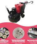 Planetary Electric Concrete Floor Grinder With 12 Grinding Heads 18.5kW Self Propelled Floor Polisher in red and black design
