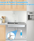 No Sweat Inline Water Filter Kit With Quick Connect Tubing And Feed Water Valve For Refrigerator Ice Maker RV Camper Boat Sweet Tasting Clean Drinking Water Setup under kitchen sink with quick connect tubing.