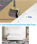 Locking Bed Frame Casters With Socket Sleeve Inserts, Replacement Wheels for Standard Bed Frame Legs shown rolling on floor