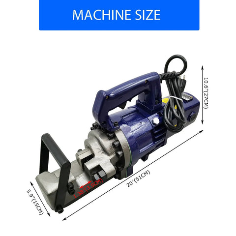 Heavy Duty Portable Electric Rebar Cutter Workhorse With Raw 3000 Watt Copper Motor dimensions 20"L x 10.6"H x 5.9"W for steel shearing.