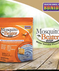 Mosquito Beater Water Soluble Pouches Pack Of 24 Kills Mosquito Larvae In Standing Water packaging on wooden surface.