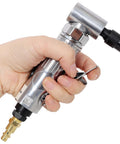 Heavy Duty 1 4 Inch Pneumatic Air Die Grinder Boasting A Badass 90 Degree Swivel Head And 21000 Rpm Ball Bearing Setup held in hand.