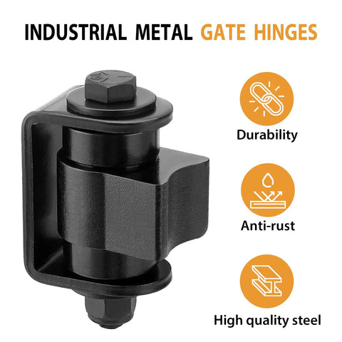 Heavy Duty Weld On Gate Hinges 4 Pack Rock Solid Support For Driveway Security Swing Gates Rated 1100 Pounds Each Pair. Black metal hinge with sturdy design.
