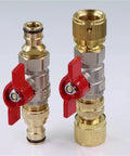 Half Inch Brass Ball Valve Hose Adapter With 16mm Quick Connector For Garden Irrigation And Watering Fittings Extender Coupling Joint Easy Install Ideal For DIY Garden Projects And Quick Watering Setup On Any Hose System, red lever valves