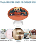 Round Cabinet Knobs With Screws For Dresser Kitchen And Bathroom In Red Truck Style Stainless Steel Built To Last No Fuss Rust Resistant Door Handle Single Hole Pull For Modern Closet Hardware, 1.1 x 0.8 in red truck cabinet knob on stainless steel base