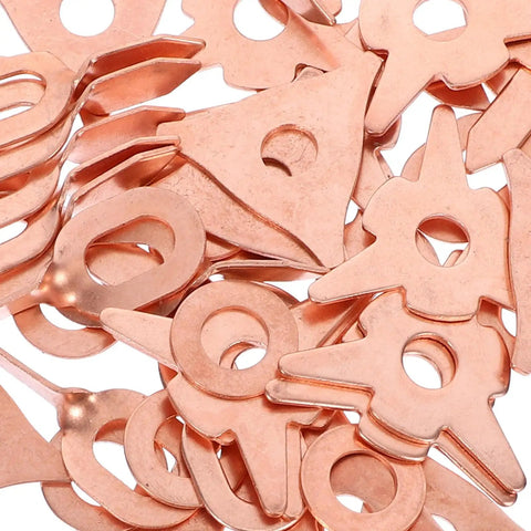 Close-up of various shaped iron rings from Dent Puller Rings Kit 50 Piece Multifunctional Auto Body Tool Set for sheet metal repair