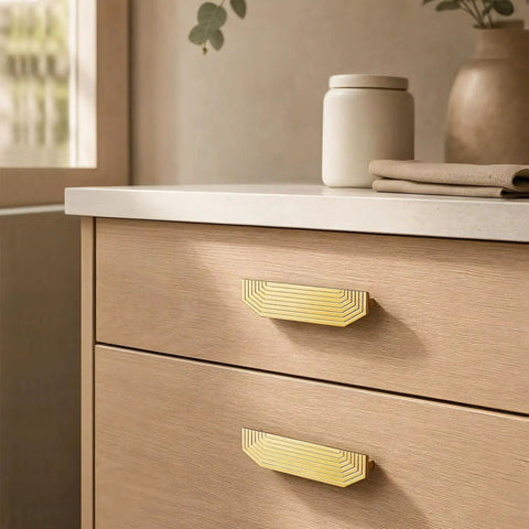 Top Shelf Gold Drawer Pulls 2 Pack 5.5 Inch Cabinet Handles Traditional Retro Kitchen Vanity Hardware Solid Aluminum on drawer.