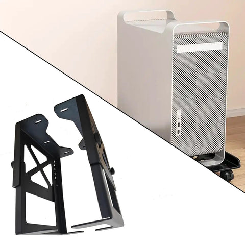 Heavy Duty Adjustable Open Frame Server Rack A Badass Setup For Nas Computers And Gaming Consoles With Pc Tower Under Desk Mount Bracket Solid Steel supporting a PC tower.