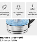 Cordless Glass Electric Kettle With Infuser 1.2L 1500W Fast Boil BPA Free Auto Shut Off No Fuss Boil Dry Protection Removable Lid LED Indicator Lights Clear Tea Kettle For Tea Coffee Hot Chocolate