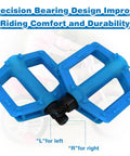 Kid Friendly 1/2 Inch Thread Universal Lightweight Non Slip Nylon Flat Pedals For Kids Bikes Blue with L and R labels