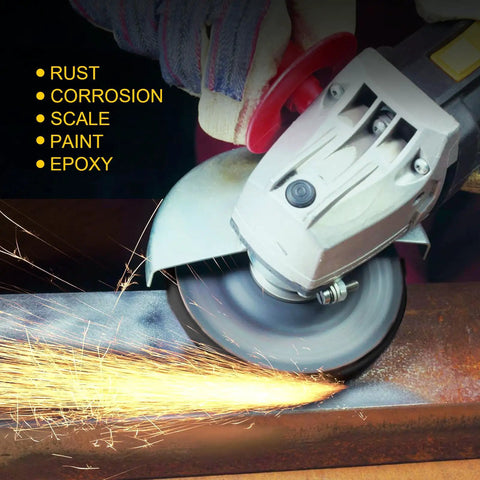 Angle grinder with 10 Pack 4.5 Inch Strip Discs for Angle Grinder With Seven Eighths Inch Arbor, metal rust and paint removal
