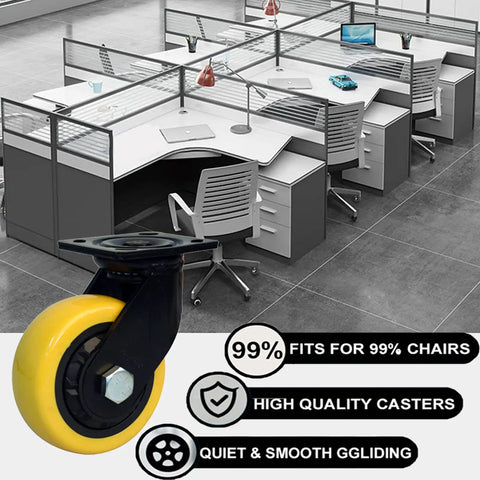 Premium Office Chair Wheels Replacement With Smooth As Butter Silent Casters For Hardwood Floors Carpet And Tile Badass Polyurethane Desk Chair Rollers on desk.