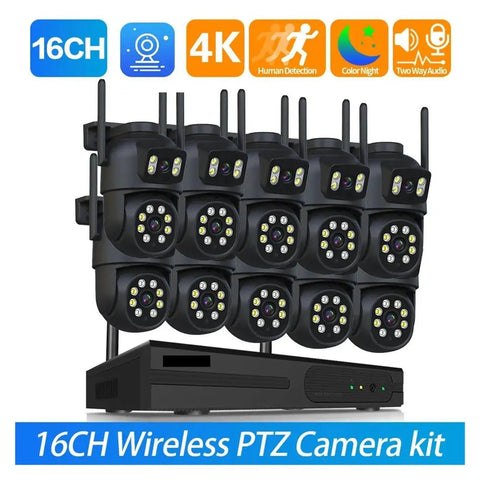Legit 8 Channel 4K 8MP WiFi PTZ Security Camera Kit With Wireless Outdoor Night Vision Auto Tracking And Motion Detection with 16CH cameras.