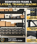 Heavy Duty Garage Shelving Unit Built From Tough Industrial Steel With A Rock Solid 4000 Pound Capacity That Absolutely Nails Storing Bulky Gear And Workshop Equipment, showcasing boxes and containers on its sturdy shelves.