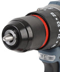 Close-up of Rock Solid Brushless Cordless Drill with 1500 Rpm and 25 Torque Settings, showcasing the chuck and torque setting mechanism.