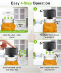 One Touch Auto Seal Mason Jar Vacuum Sealer Kit For Wide And Regular Mouth Jars With Smart Stop and Easy Hand Free Vacuum