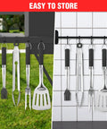 Heavy Duty BBQ Tool Set With Premium Stainless Steel Spatula Fork Brush And Tongs for Grilling Lovers Easy to Store Indoors Outdoors