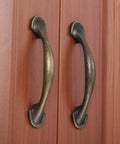 Antique Bronze Cabinet Pulls Set Of 4 Arch Style Kitchen Cabinet Handles installed on wooden doors, 116x22mm, zinc alloy.