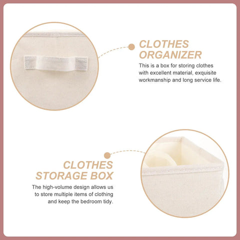 Beige Linen Cotton Seven Grid Folding Clothes Organizer Box Durable Closet Storage Bin For Tidy Wardrobe Vibes, detailed view of storage box material and design.