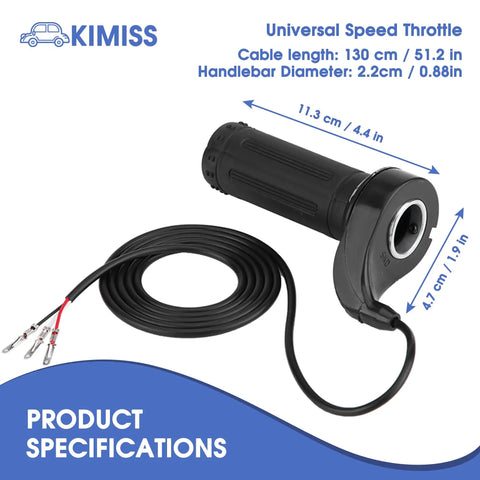 Universal Twist Throttle Grip For Electric Scooters And Bikes With Three Wires 12 24 36 48V in black with cable