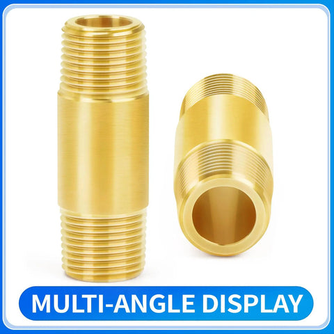 Beefy Brass Long Nipple Pipe Fitting Three Quarters NPT Male And Three Quarters NPT Male Two Inch Length Two Pack