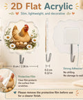 Top Shelf Apple Farmhouse Acrylic Wall Hooks With Hella Strong Adhesive Backing Super Cute Decorative Hanging Racks For Kitchen Counter Bathroom Shower Doors Quick Install Organization Solution Game Changer Sweet Country Vibes Set Of Four with chicken design.