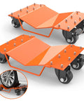 Heavy Duty 4000 Lbs Car Wheel Dolly Set Two Piece Tire Rolling Platform For Cars Trucks Motorcycles And Boats with swivel casters.