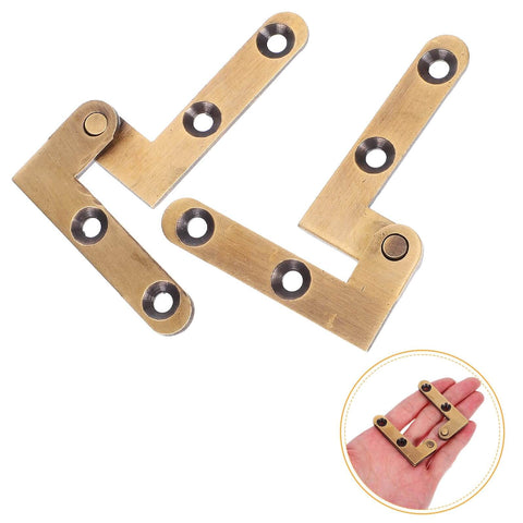 Bronze Concealed Pivot Door Hinges Set, 2 Pack With Vertical Shaft, shown loose on a surface and size demonstration in hand.