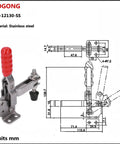 Heavy Duty Stainless Steel Toggle Clamp With Opening Design And Plastic Handle 227 Kg Clamping Force with diagram