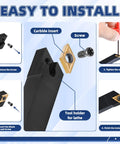 21-Piece Indexable Lathe Tool Set installation guide focusing on carbide inserts and tool holder for precise machining.