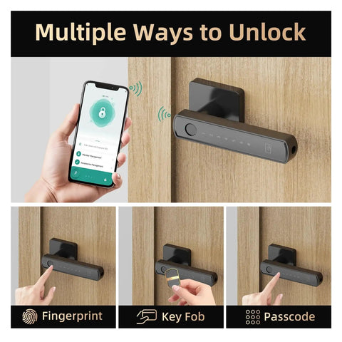 Breezy Setup Smart Keyless Entry Door Lock Slam Down Secure Fingerprint Scanner with app control and access methods.