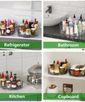 Clear Rectangular Lazy Susan For Refrigerator Smooth As Butter Turntable Organizer in fridge, holds condiments and jars, two-piece set.